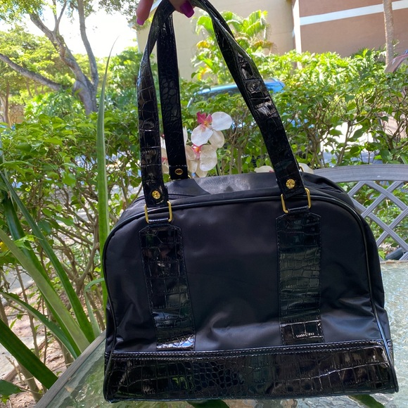 Joy Mangano Clothes It All Black Nylon and Gold Hardware Mini Weekender NWT - Picture 11 of 16